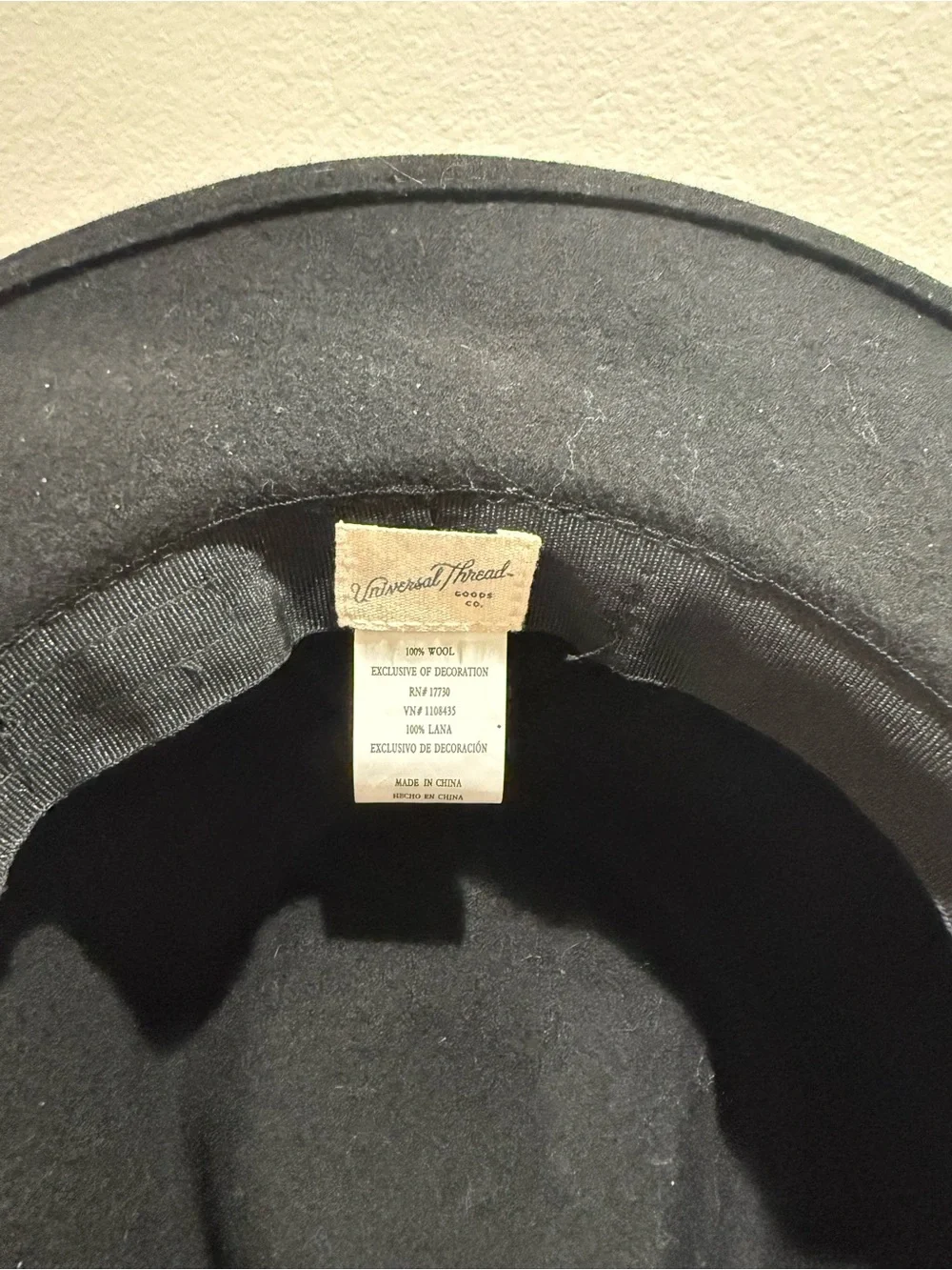 Black Wide-Brim Hat with Gold Accent